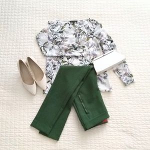 Anthropologie flat front green trousers